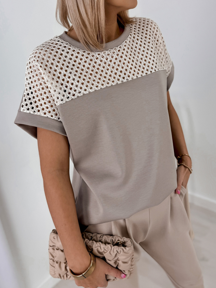 BLOUSE MILARA BEIGE FONCÉ