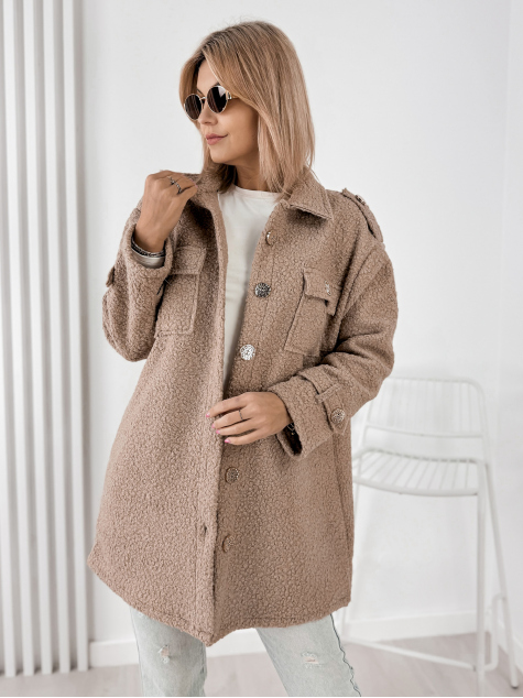 COAT BOUCLE ELINNA DARK BEIGE