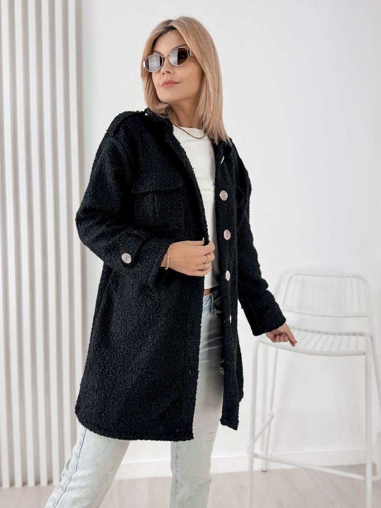 SZÖVETKABÁT BOUCLE ELINNA FEKETE
