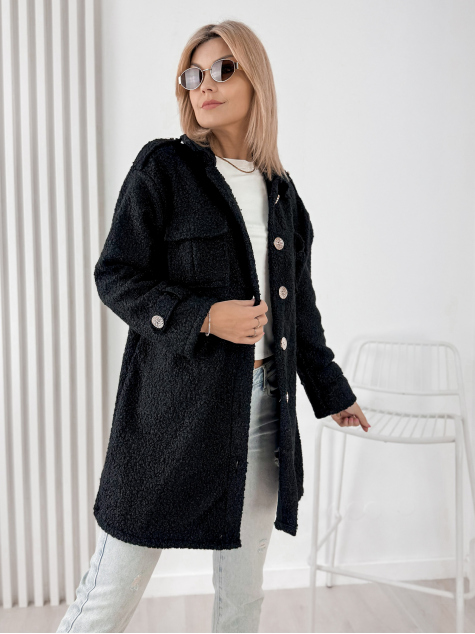 MANTEAU BOUCLE ELINNA NOIR