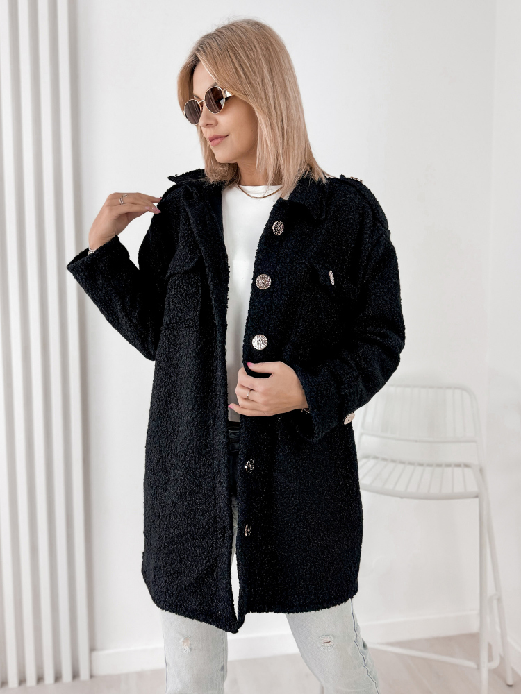 MANTEAU BOUCLE ELINNA NOIR