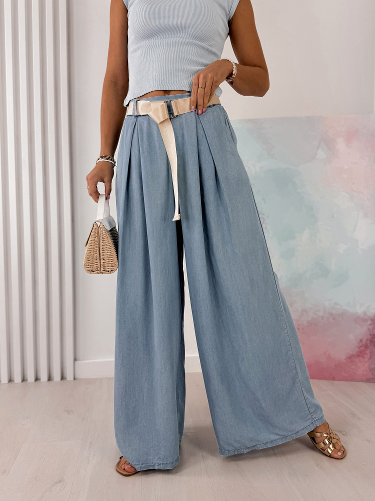 PANTALON VIREL EN JEANS CLAIR