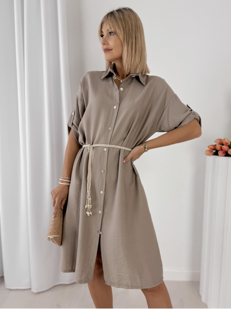 KLEID POULIA DUNKELBEIGE