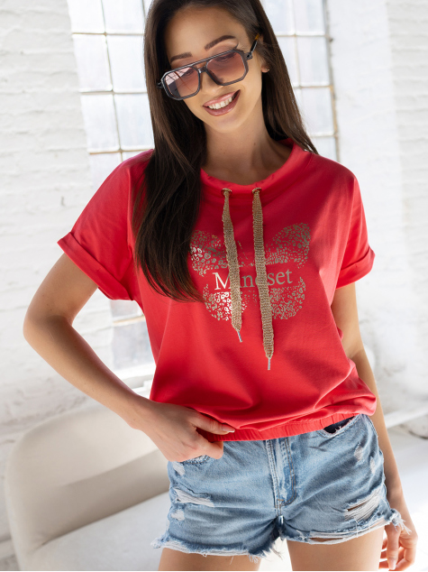 BLUSE MINDSET HIMBEERROTE