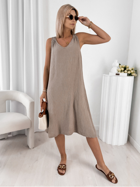 KLEID BORJA DUNKELBEIGE