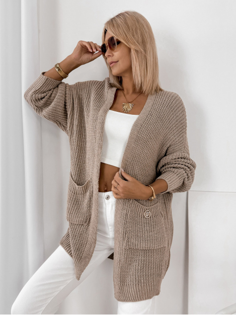 CARDIGAN CLEMENCE BEIGE FONCÉ