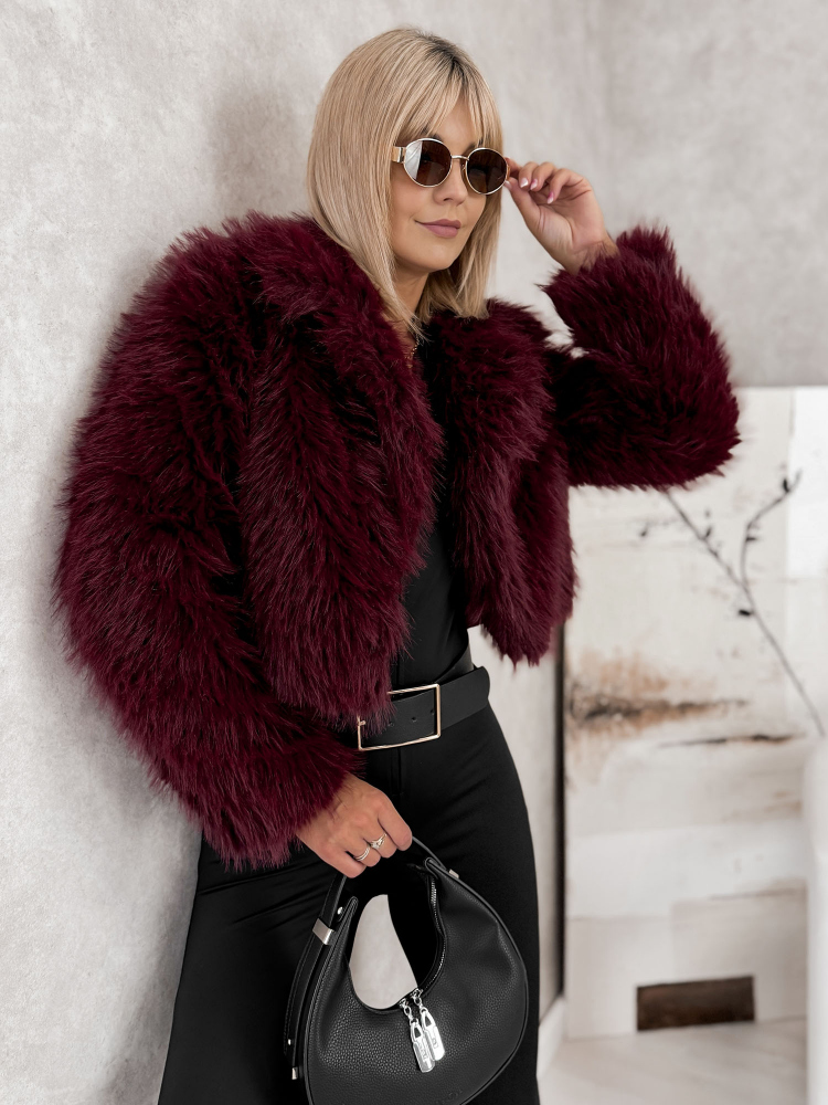 VESTE FOURRURE OTARIA BORDEAUX