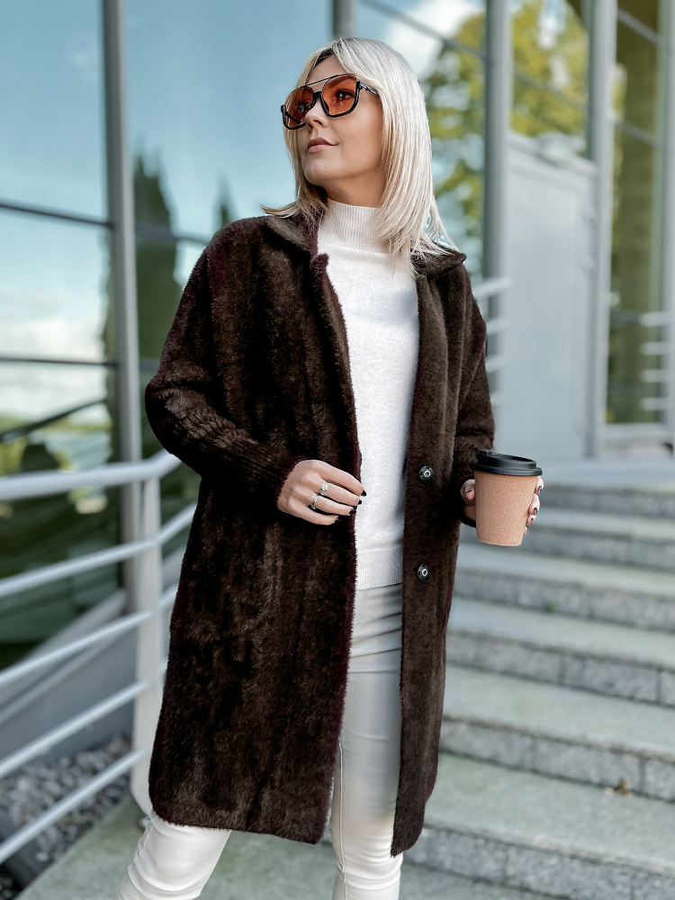 COAT ALPACA REIL DARK BROWN