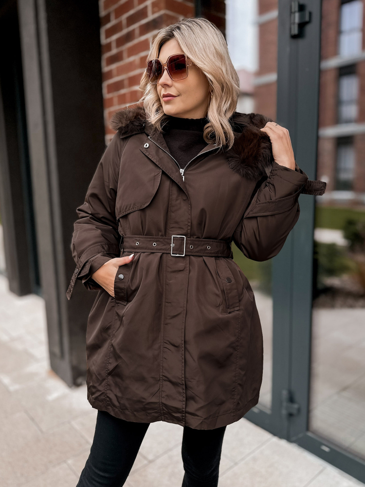 VESTE AVEC DOUBLURE EN ETTIE BRUN