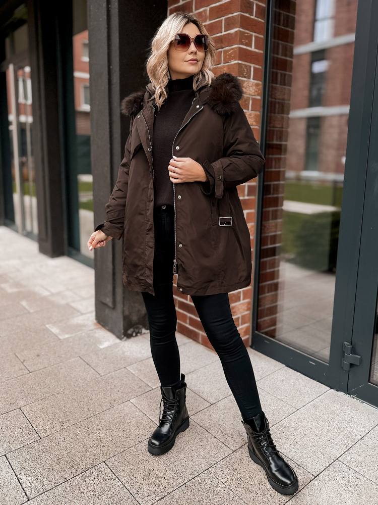 JACKET WITH ETTIE UNDERLINING BROWN