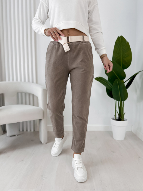 PANTALON VELOURS CÔTELÉ ADDISON BEIGE FONCÉ