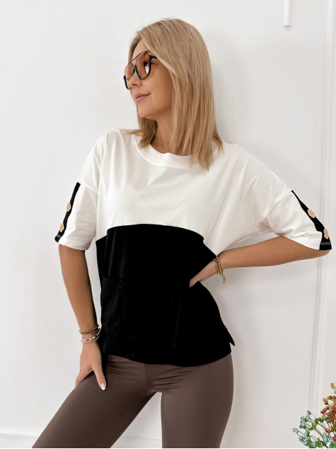 BLUZA ROSALINDE ECRU-NEAGRA