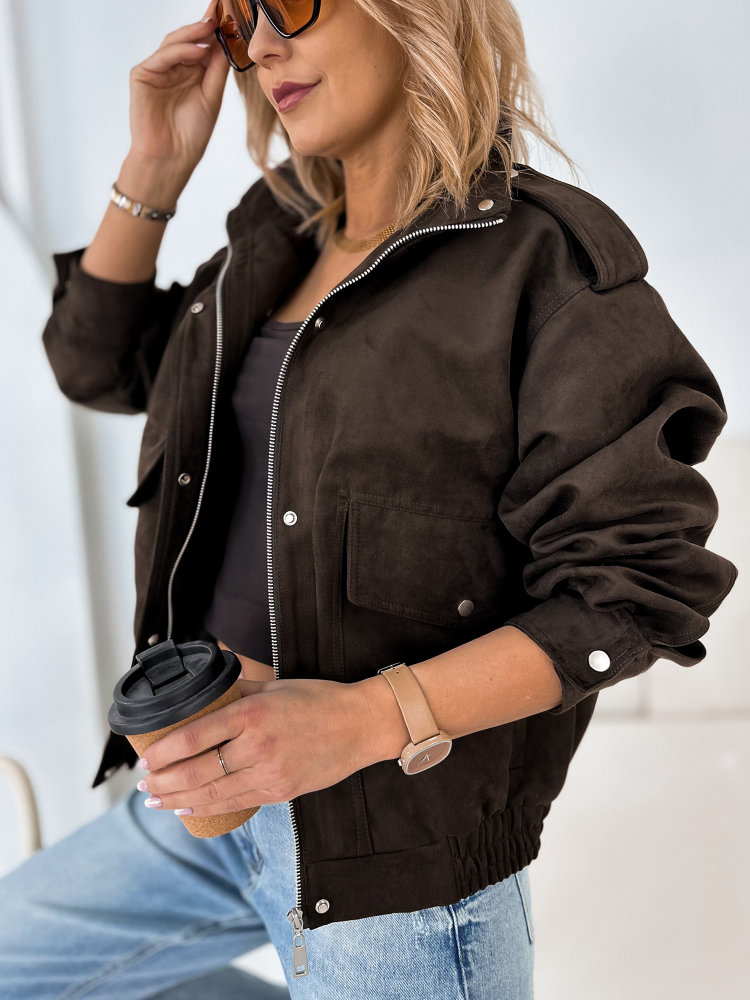 JACKET SUEDE CARMEN DARK BROWN