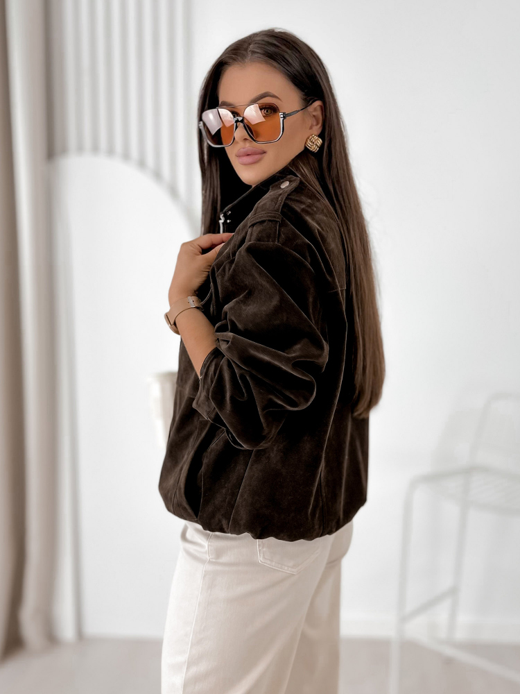 JACKET SUEDE SALOME DARK BROWN