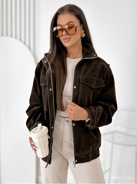 JACKET SUEDE SALOME DARK BROWN