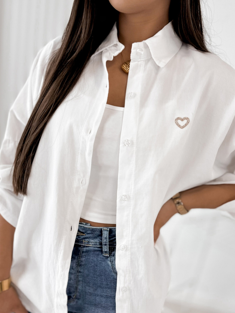 CHEMISE VELOURS CÔTELÉ APOLINARE BLANC