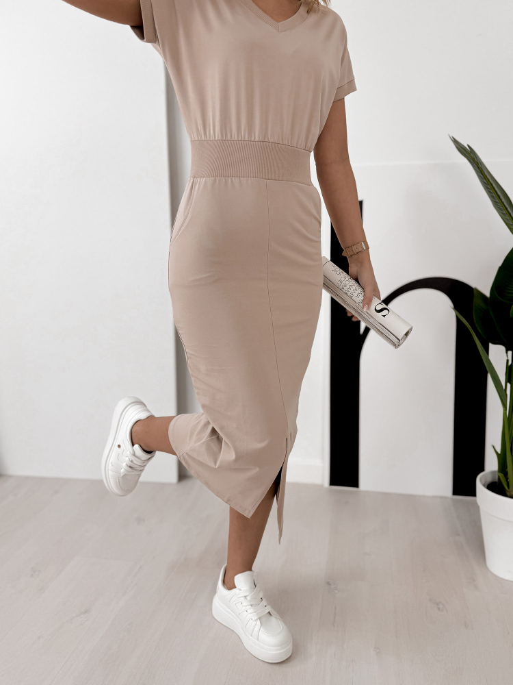 KLEID HELICONIA DUNKELBEIGE