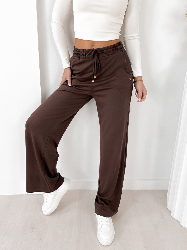 PANTALON PALAZZO MARRON FONCÉ