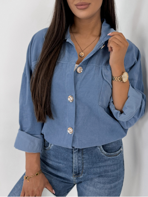 VESTE VELOURS CÔTELÉ GÉRALDINE BLEU