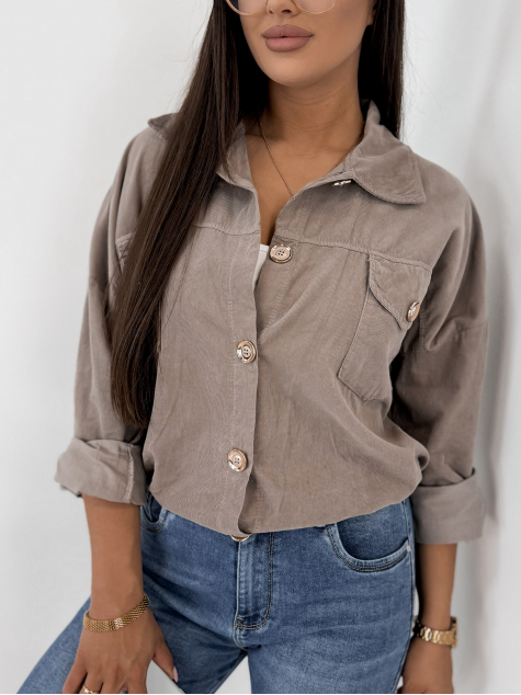 VESTE VELOURS CÔTELÉ GÉRALDINE BEIGE FONCÉ