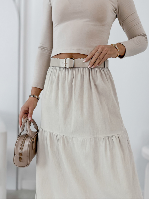 JUPE VELOURS CÔTELÉ YOSELLE BEIGE