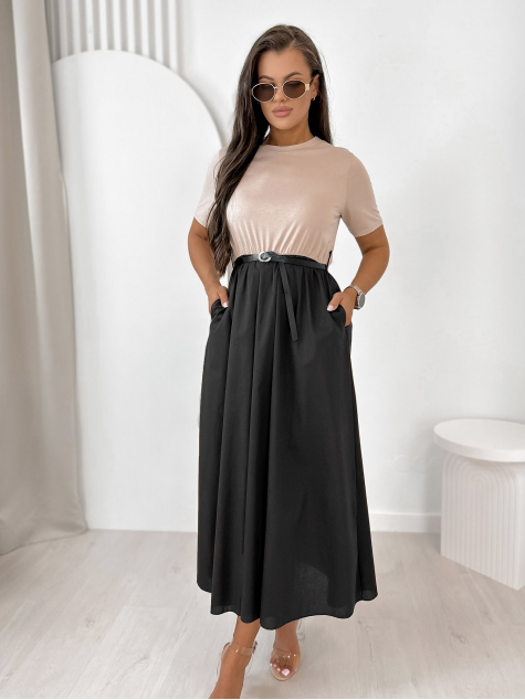 SUKNELĖ ANESSE BEIGE-JUODA