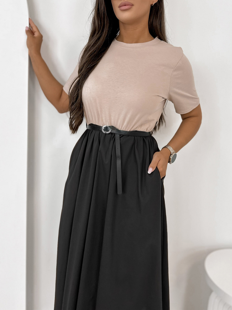 ROBE ANESSE BEIGE-NOIR