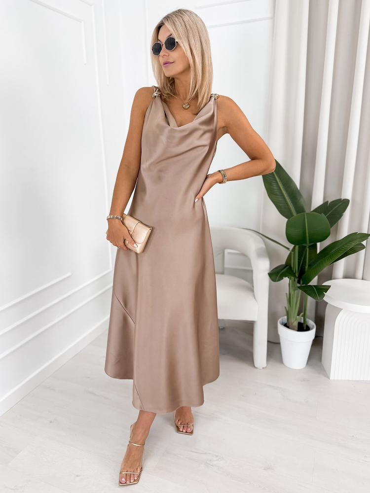 ROBE GRANCE BEIGE FONCÉ