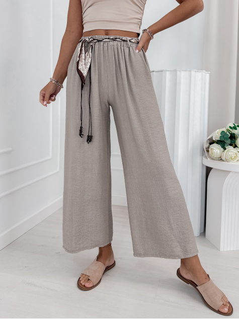 PANTALON CLOCHER BEIGE FONCÉ