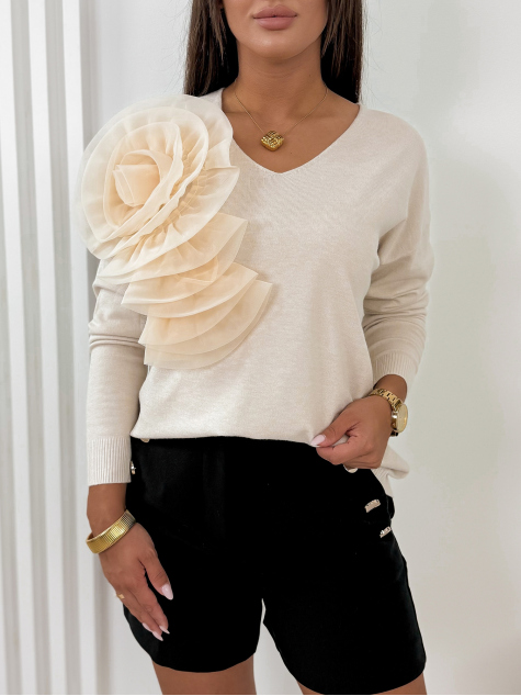 PULLOVER ROZET BEIGE