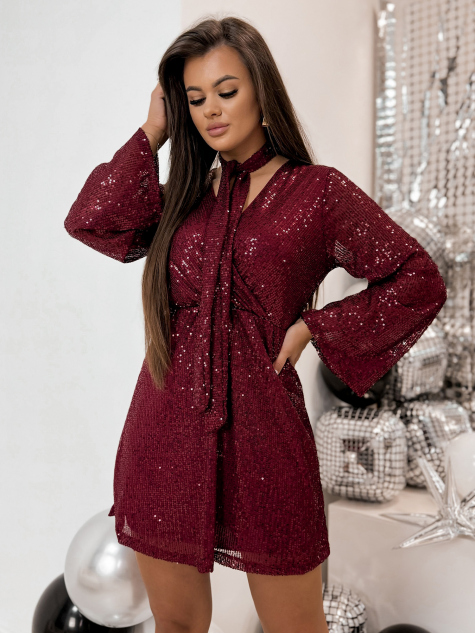 DRESS DELRIO BURGUNDY